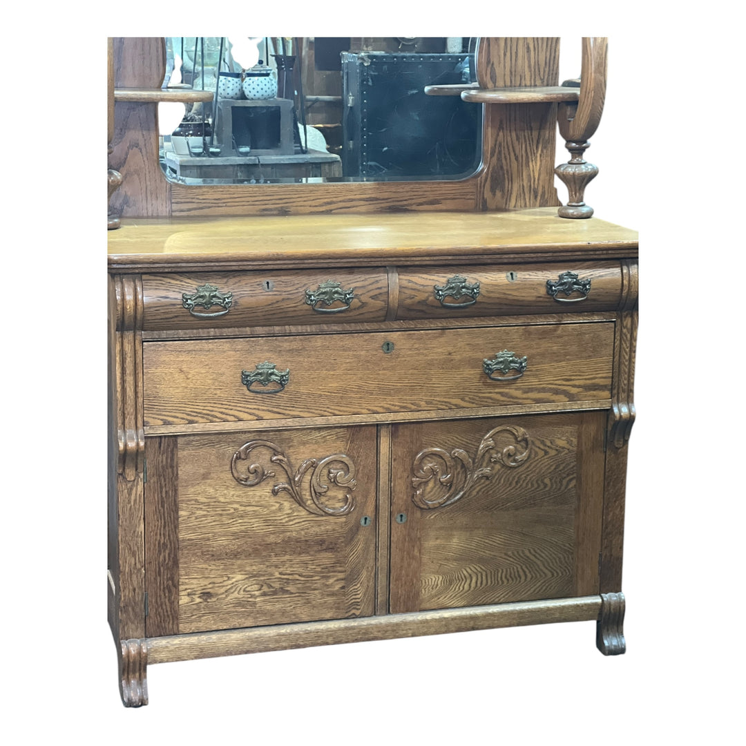 Antique Sideboard Cabinet with Mirror  PICKUP ONLY