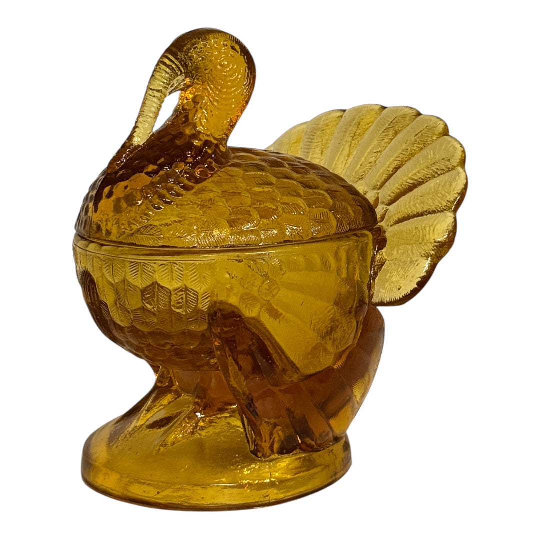 Vintage L.E Smith Covered Amber Turkey