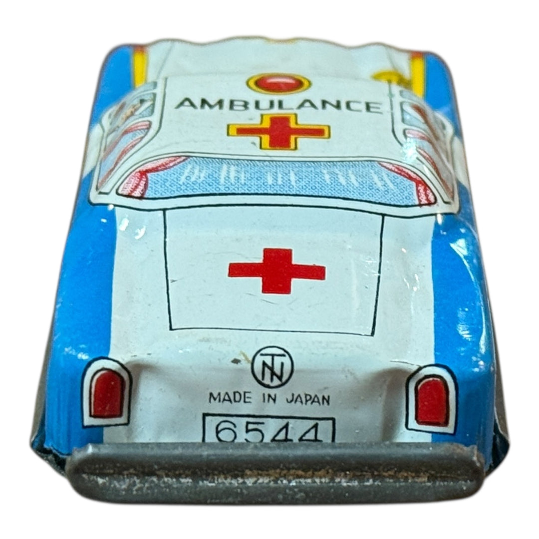 Vintage Tin Friction Toy Ambulance Car JAPAN