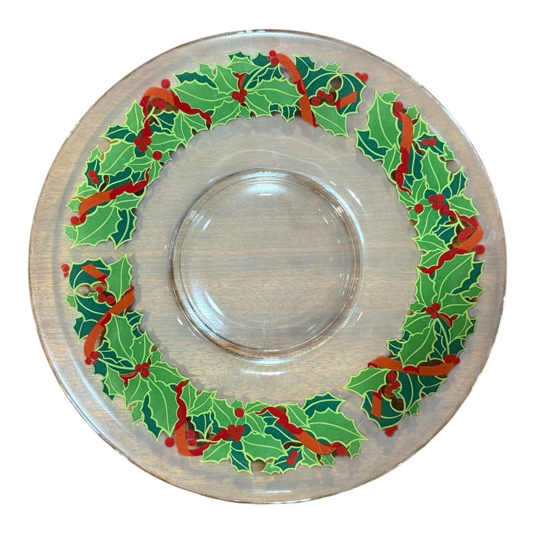 Vintage Holiday Holly Hostess Platter 1981 By Avon
