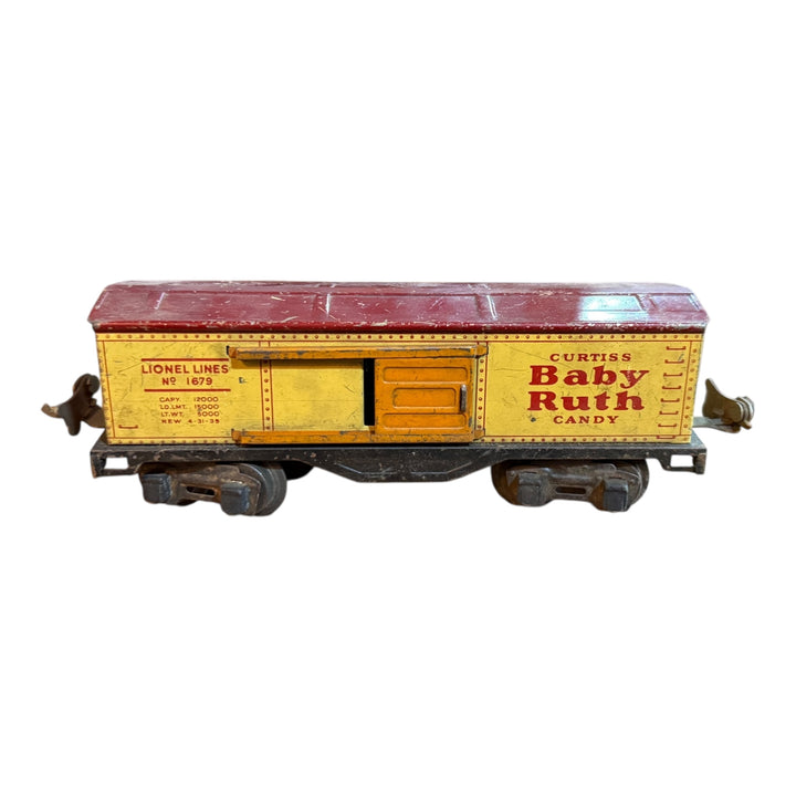 Trains - Lionel Lines #1679 Curtiss Baby Ruth Candy Yellow Train Box Car Sliding Door