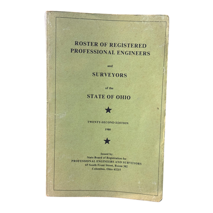Ohio - Roster of Registered Professional Engineers and Surveyors Book 22nd Ed.  1980