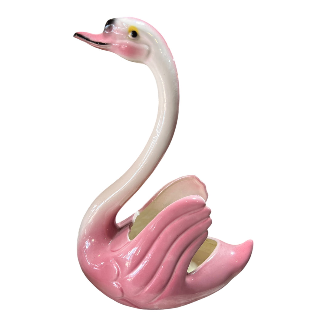 Vintage Pink Swan Figurine / Planter