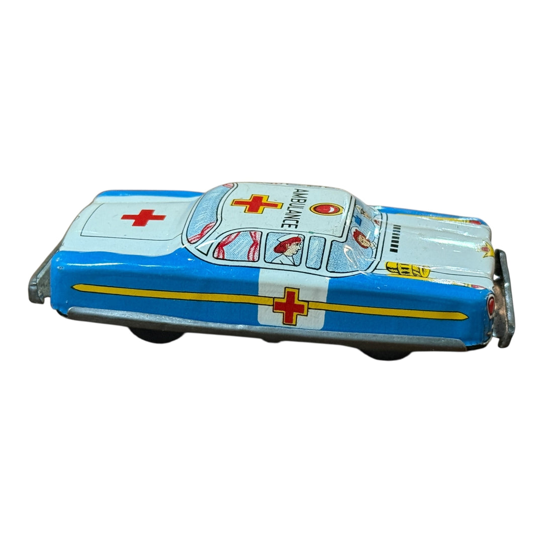 Vintage Tin Friction Toy Ambulance Car JAPAN