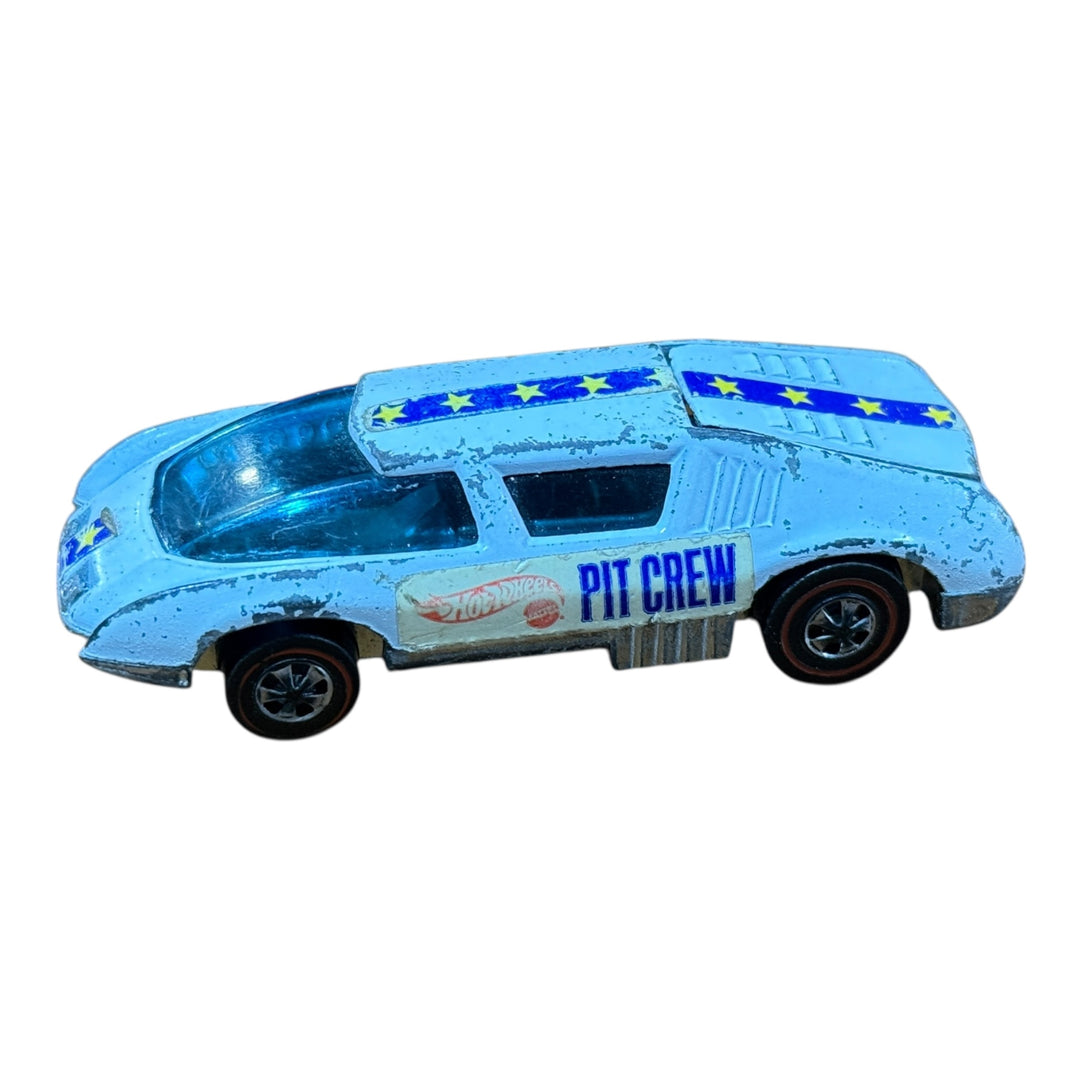 Hot Wheels Redline Crew Car White 1970 Made In Hong Kong W/Button