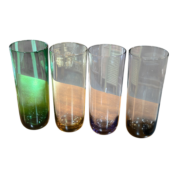 Set of 4 Tall Drinking Glass (Green, Amber, Purple, Smoke)