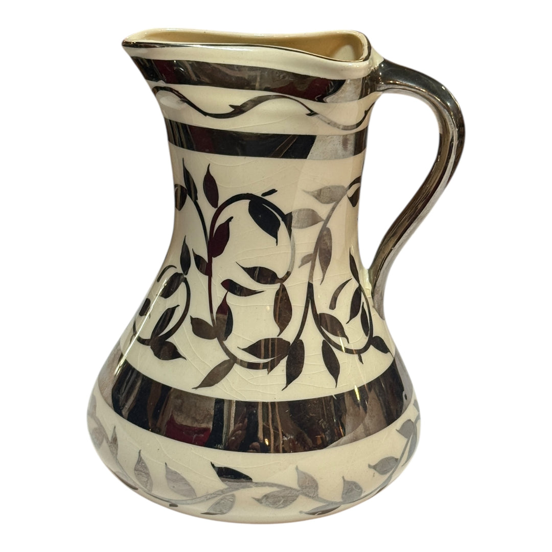 Myott Son & Co Pitcher 7" Hand Painted Old Silver Lustre 1505 F Vintage England