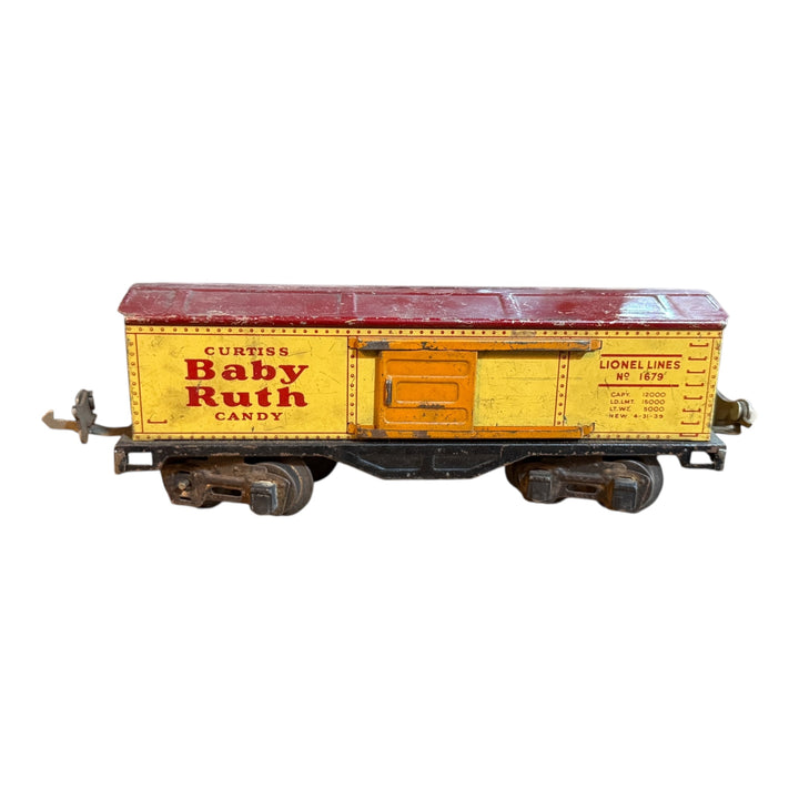 Trains - Lionel Lines #1679 Curtiss Baby Ruth Candy Yellow Train Box Car Sliding Door