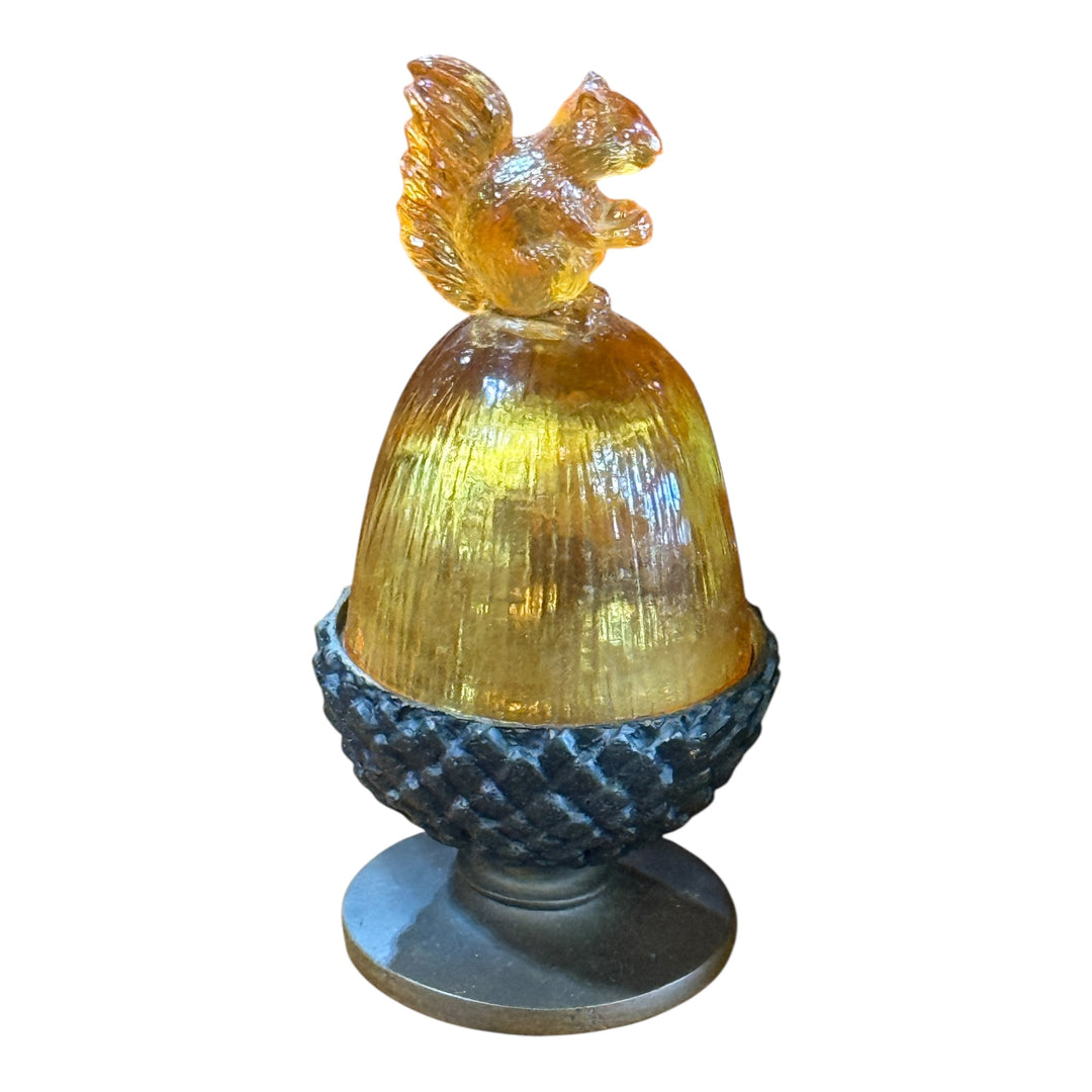Seasons of Cannon Falls Amber Squirrel Acorn Covered Dish Bowl