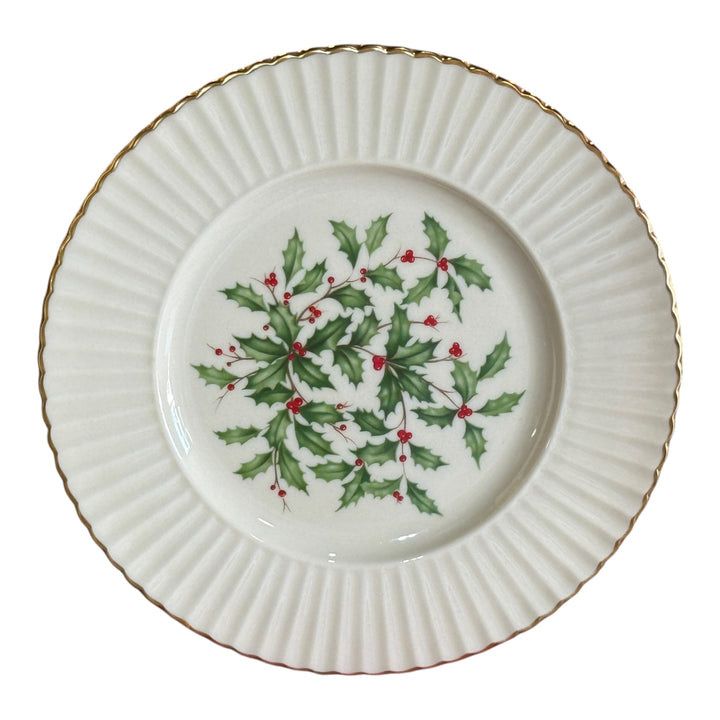 Lenox Special Holly Berry Holiday / Christmas Plate 8.5" Gold Rim