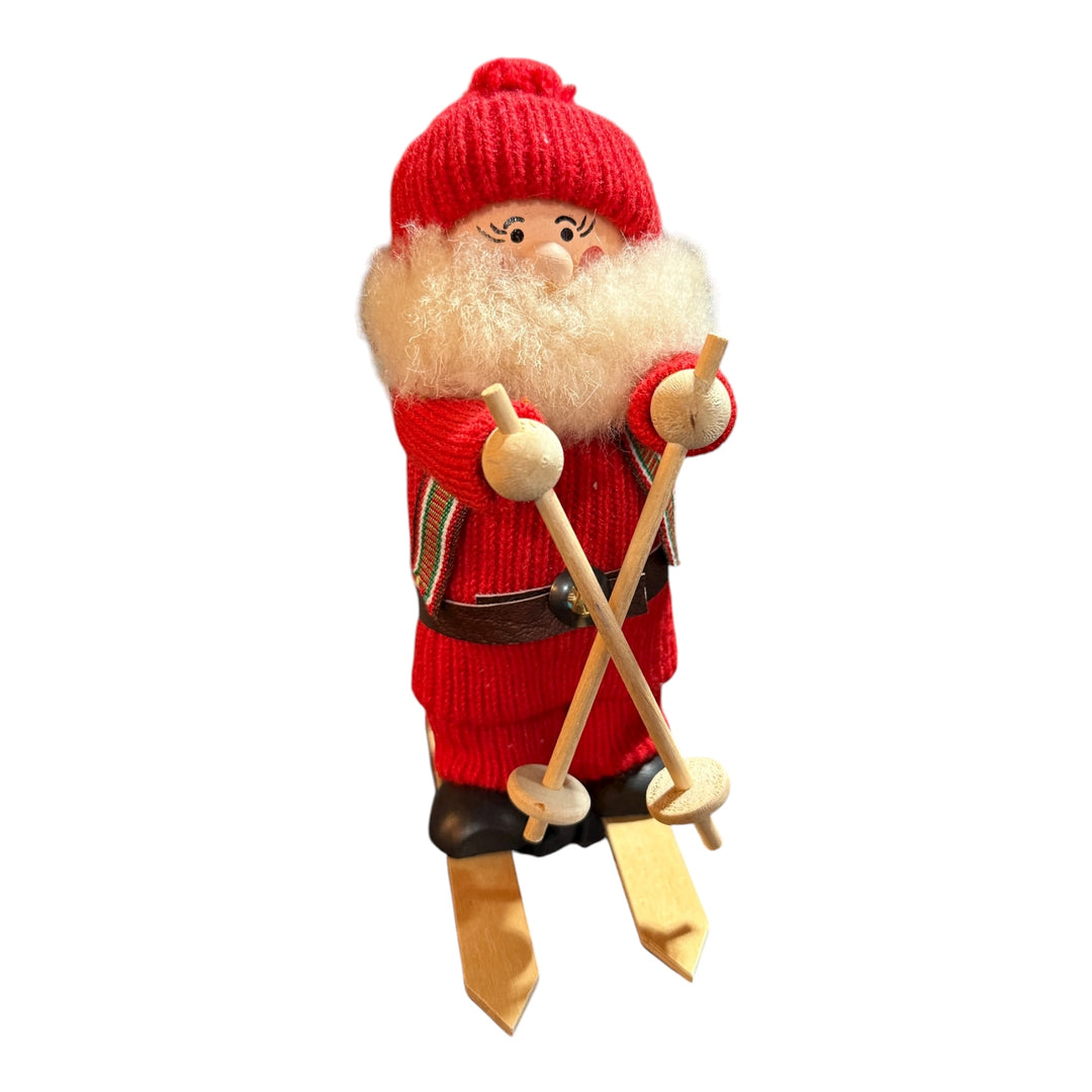 Tomte Folk Art Wooden Skiing Santa