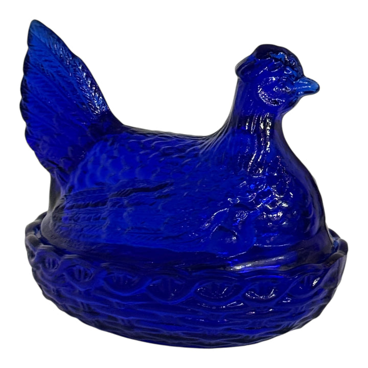 Vintage L.E Smith Covered Cobalt Hen