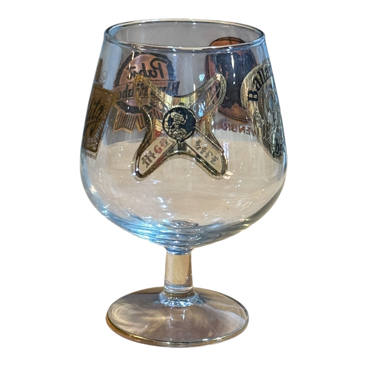 Vintage Gold Logos Gold Base Glass Snifter