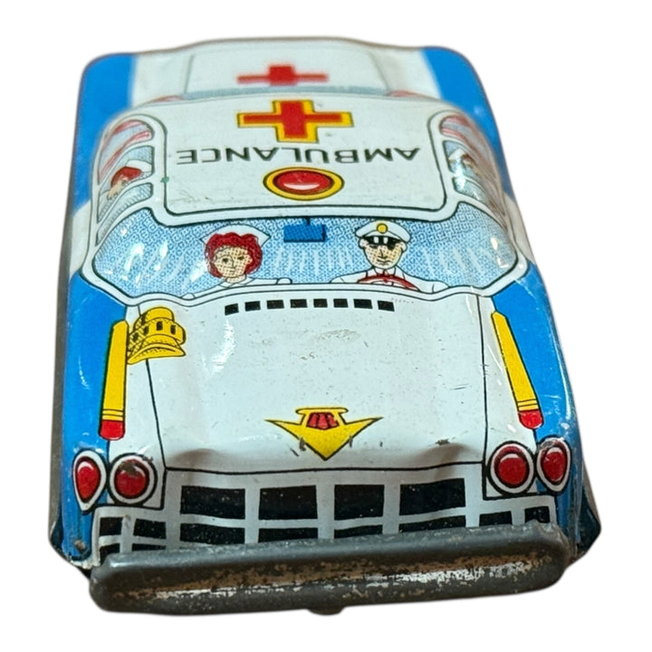 Vintage Tin Friction Toy Ambulance Car JAPAN