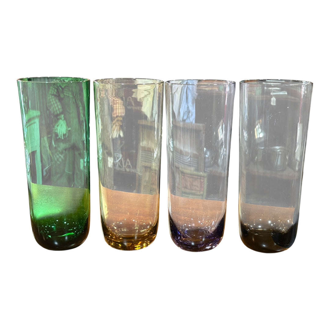 Set of 4 Tall Drinking Glass (Green, Amber, Purple, Smoke)