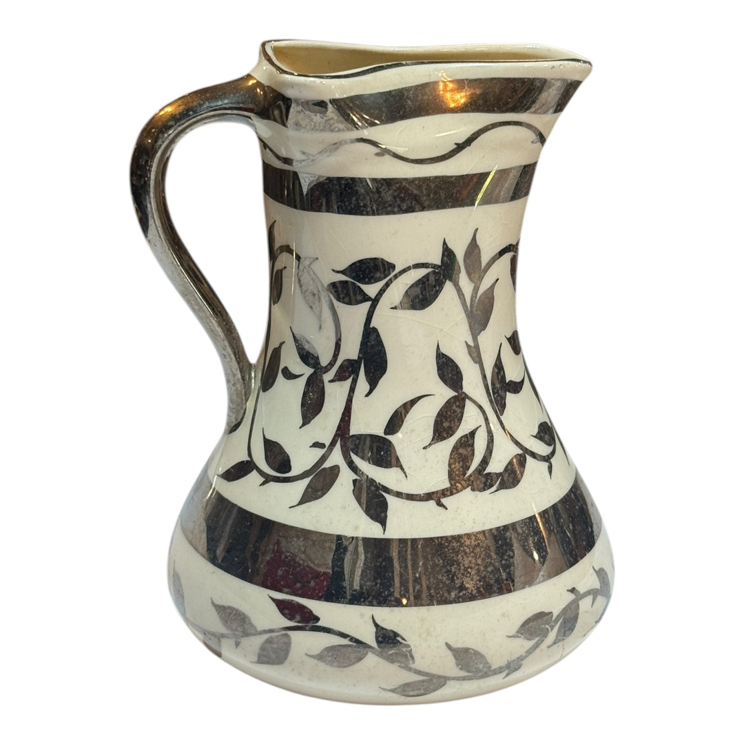 Myott Son & Co Pitcher 7" Hand Painted Old Silver Lustre 1505 F Vintage England
