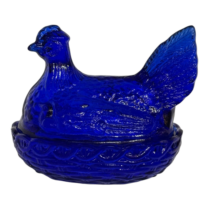 Vintage L.E Smith Covered Cobalt Hen