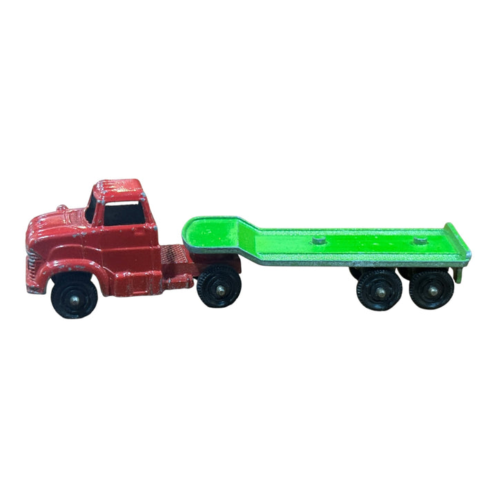 Tootsie Toy Red Semi Truck Semi-Truck with Green Trailer 1969