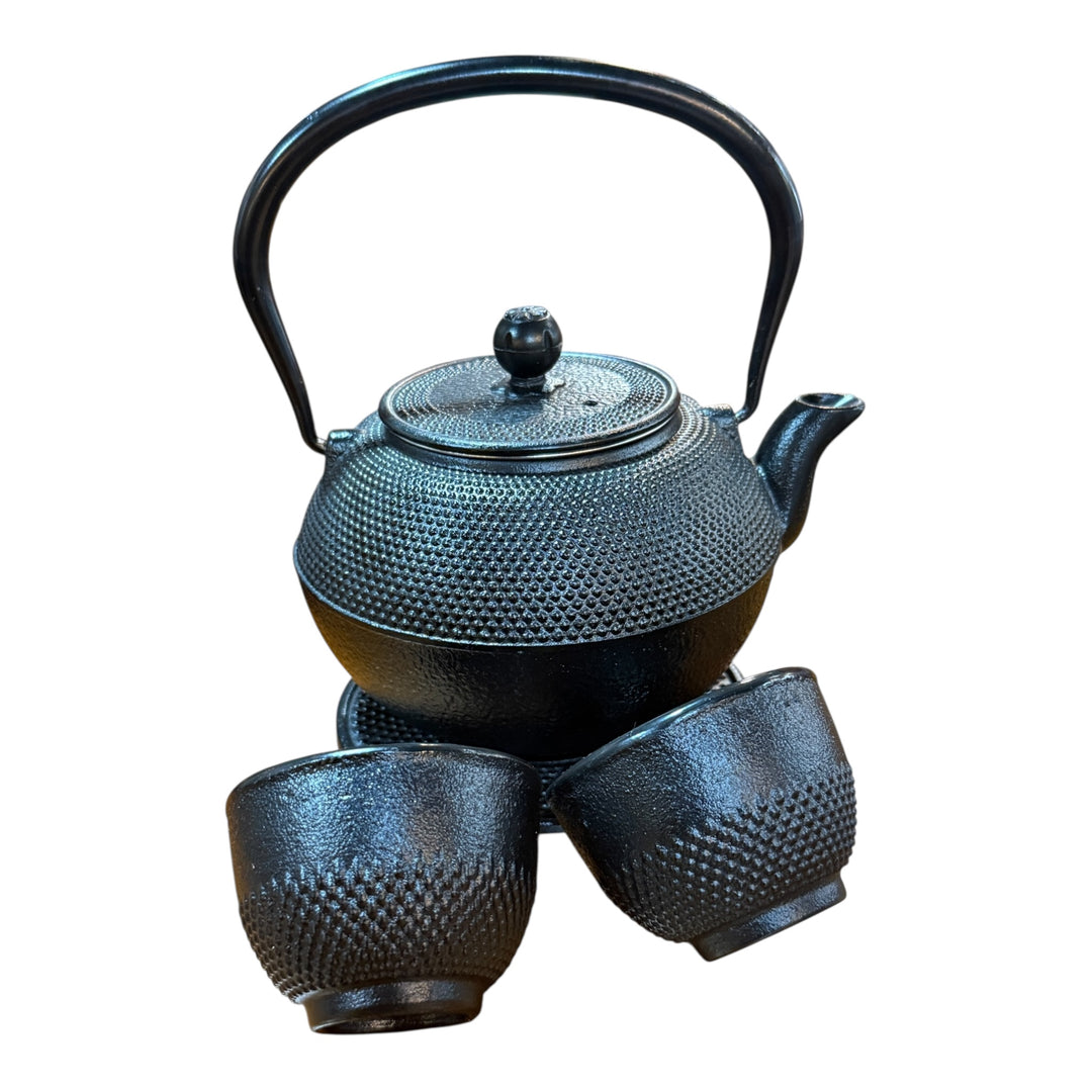 Cast Iron Teapot, Japanese Tetsubin Kettle Set with 2 Cups, Tea Infuser (1200 ml Teapot with Infuser) - Black