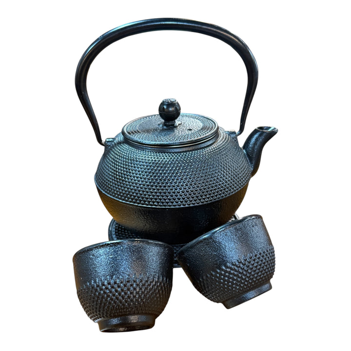 Cast Iron Teapot, Japanese Tetsubin Kettle Set with 2 Cups, Tea Infuser (1200 ml Teapot with Infuser) - Black