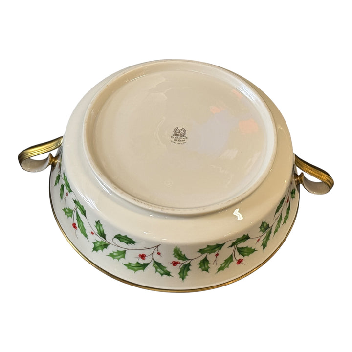 Lenox Holiday Dimension Handled Round Covered Vegetable 9"