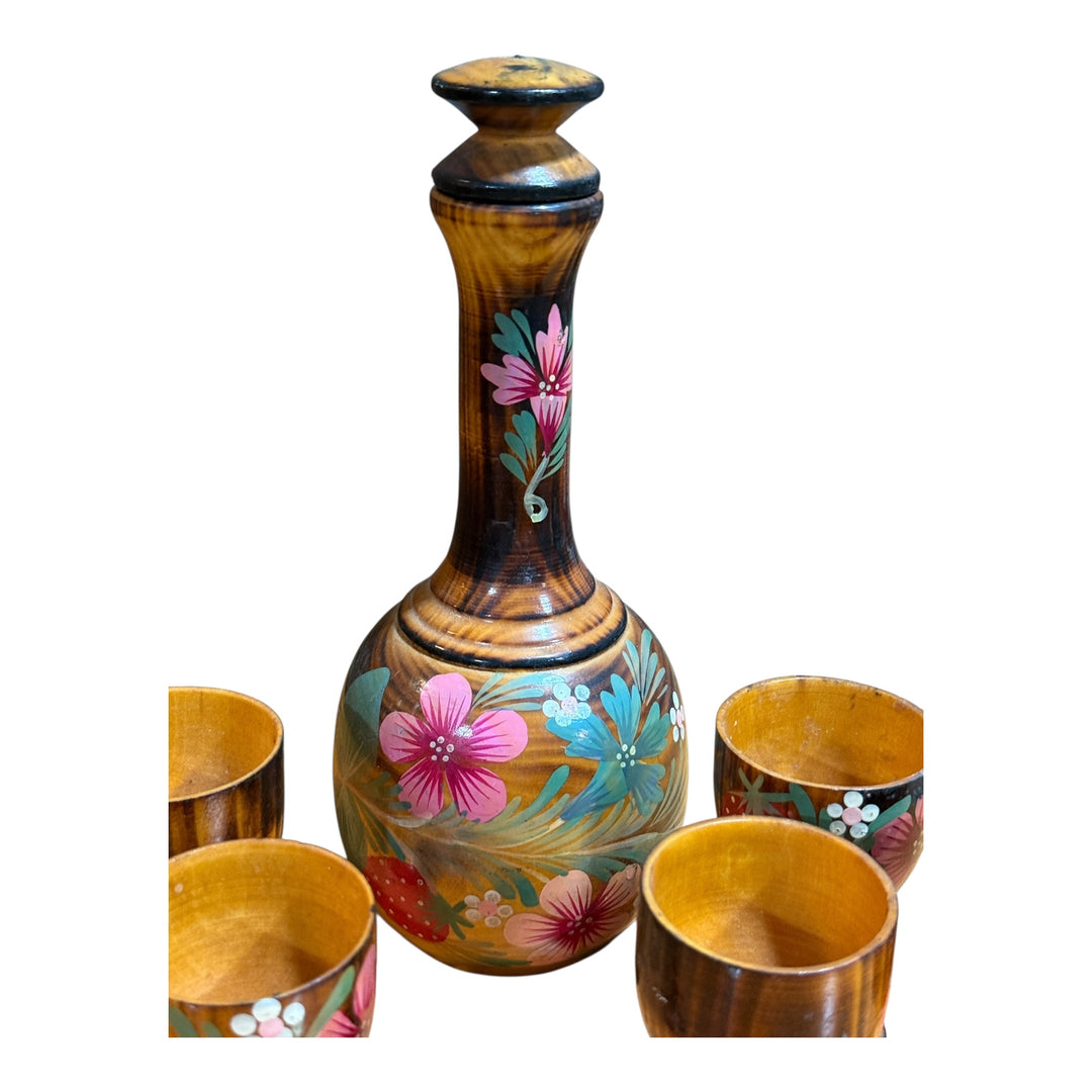 Decorative Wooden Bottle / Decanter Wine Set