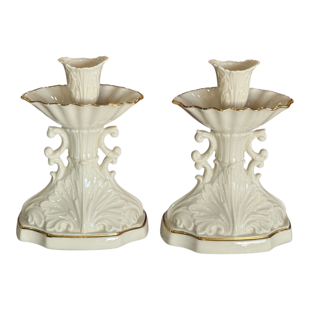 Lenox 6" Candlestick Aquarius Collection Pair
