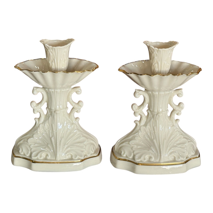 Lenox 6" Candlestick Aquarius Collection Pair