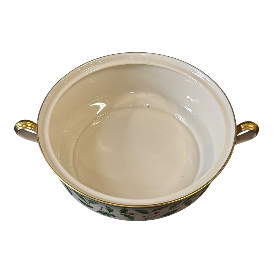 Lenox Holiday Dimension Handled Round Covered Vegetable 9"