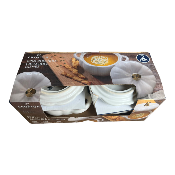 Crofton Ceramic 2-Pack Mini White Pumpkin Casserole Dish- 0.4 Qt (Copy)