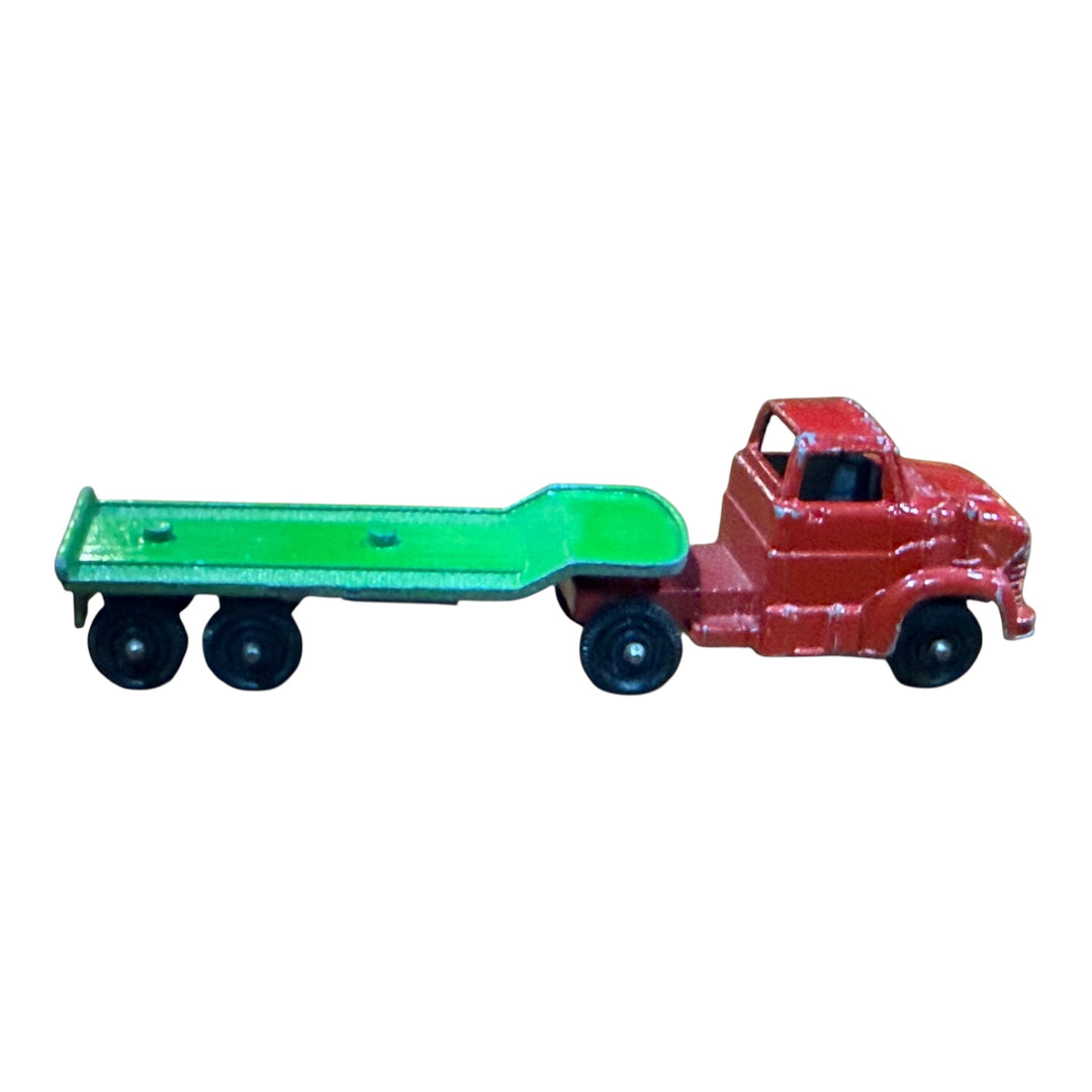 Tootsie Toy Red Semi Truck Semi-Truck with Green Trailer 1969