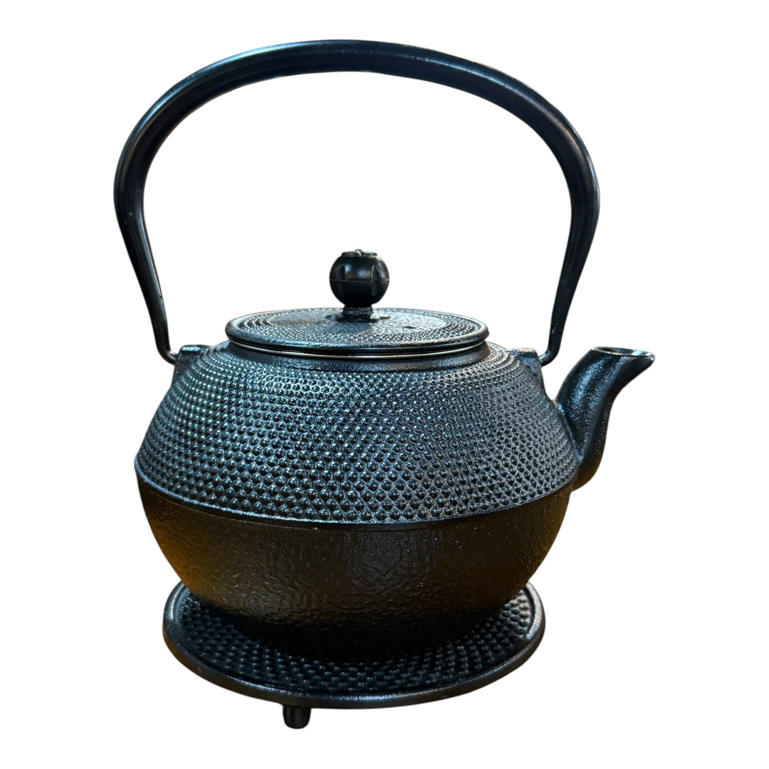 Cast Iron Teapot, Japanese Tetsubin Kettle Set with 2 Cups, Tea Infuser (1200 ml Teapot with Infuser) - Black