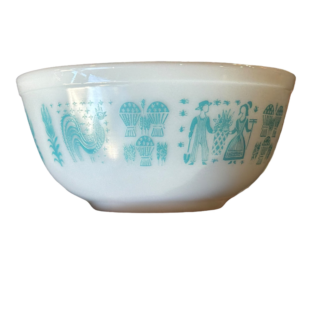 Vintage Pyrex Blue Turquoise Butterprint Rooster 2.5 Qt 403 Nesting Mixing Bowl