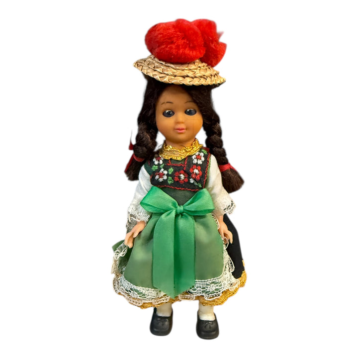 Vintage German Black Forest Doll Miniature Costume Souvenir with Bollen Hat