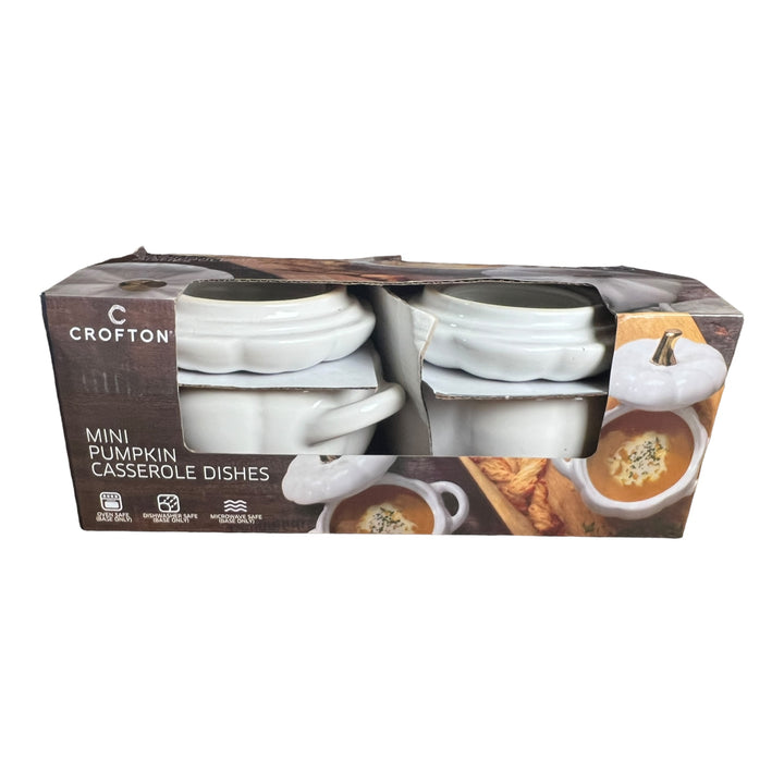 Crofton Ceramic 2-Pack Mini White Pumpkin Casserole Dish- 0.4 Qt (Copy)