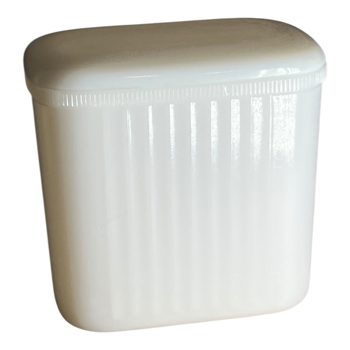 HAZEL ATLAS-Refrigerator Storage Dish Milk Glass with Lid