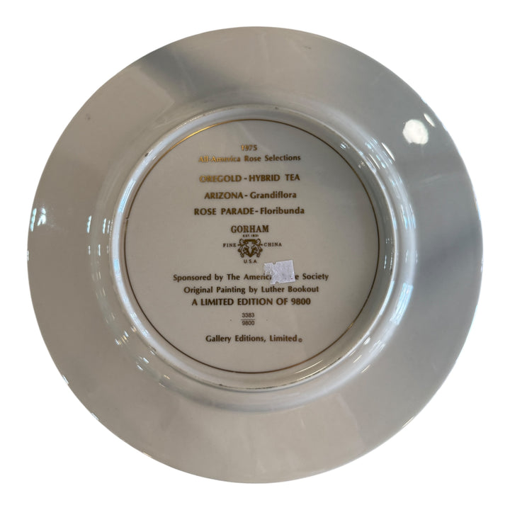 Decorative Plate - All America Rose Selections Gorham 1975 Oregold
