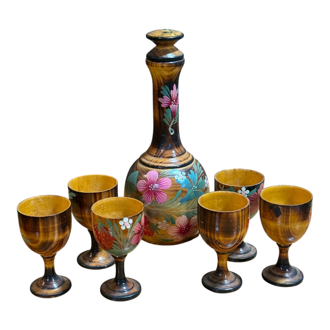 Decorative Wooden Bottle / Decanter Wine Set