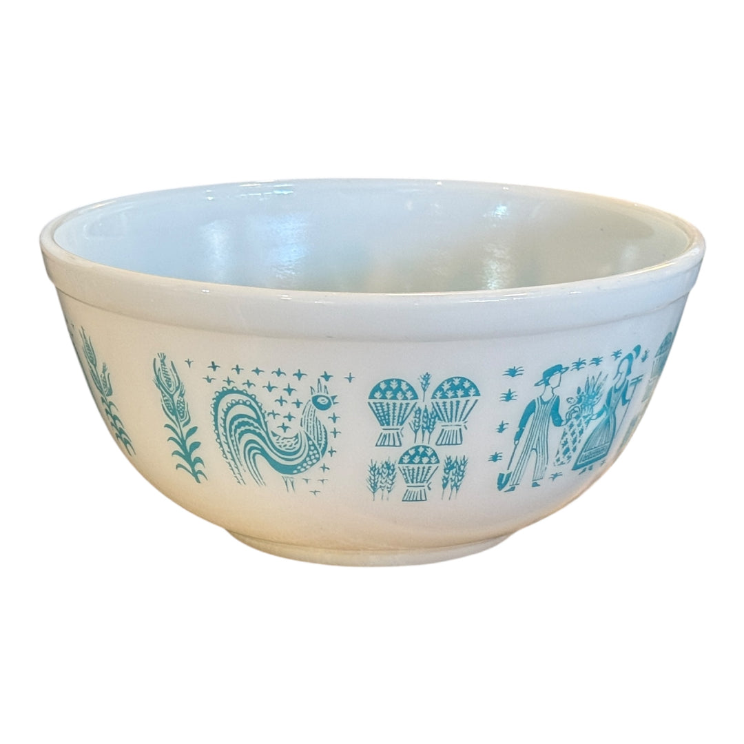 Vintage Pyrex Blue Turquoise Butterprint Rooster 2.5 Qt 403 Nesting Mixing Bowl