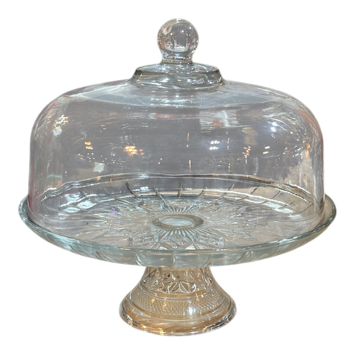 Anchor Hocking Canfield 2 Pc. Covered Footed Cake Plate Stand Set/Punch Bowl