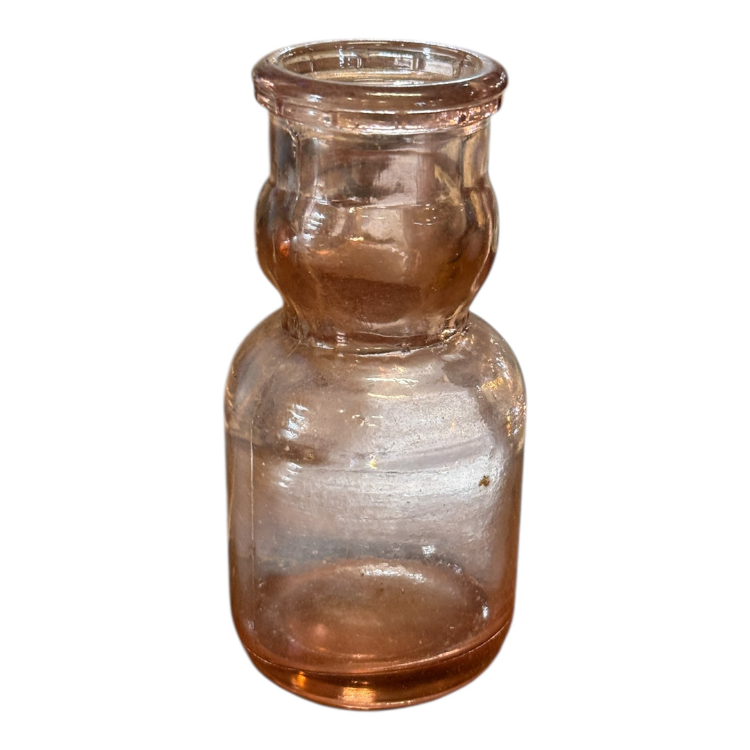 Pink Depression Glass Babyface Milk Bottle