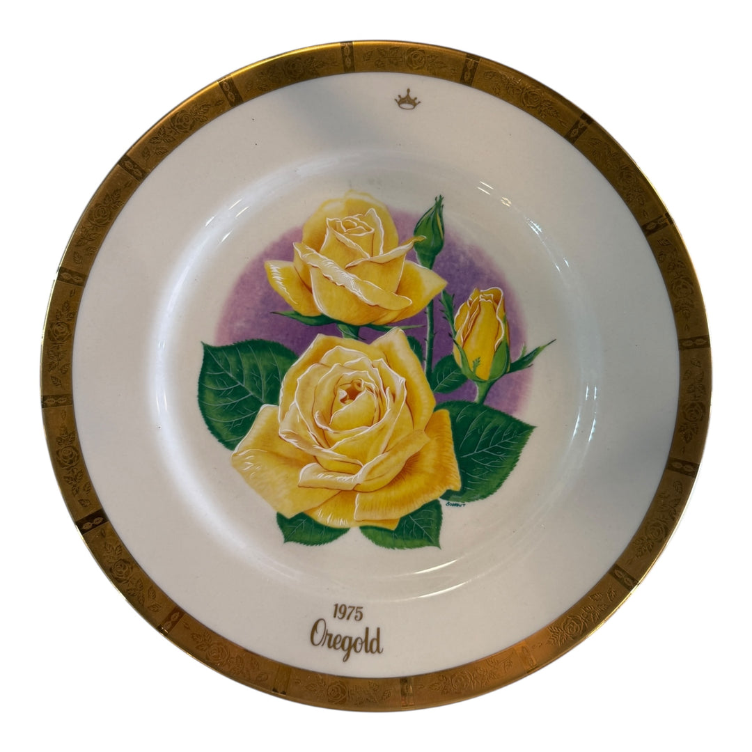 Decorative Plate - All America Rose Selections Gorham 1975 Oregold