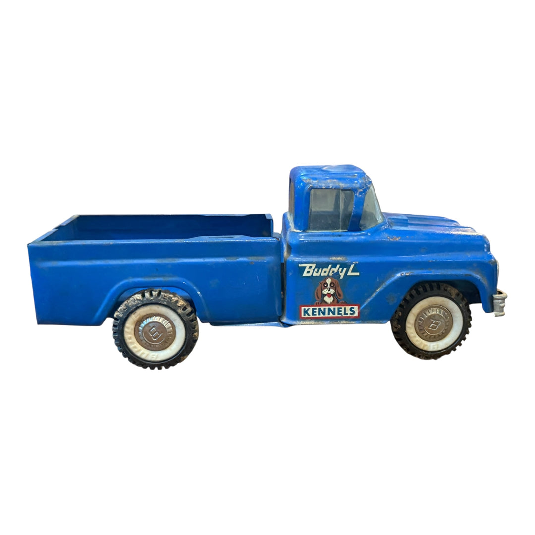 1960's Buddy L Kennels Pickup Truck Tin Toy Blue