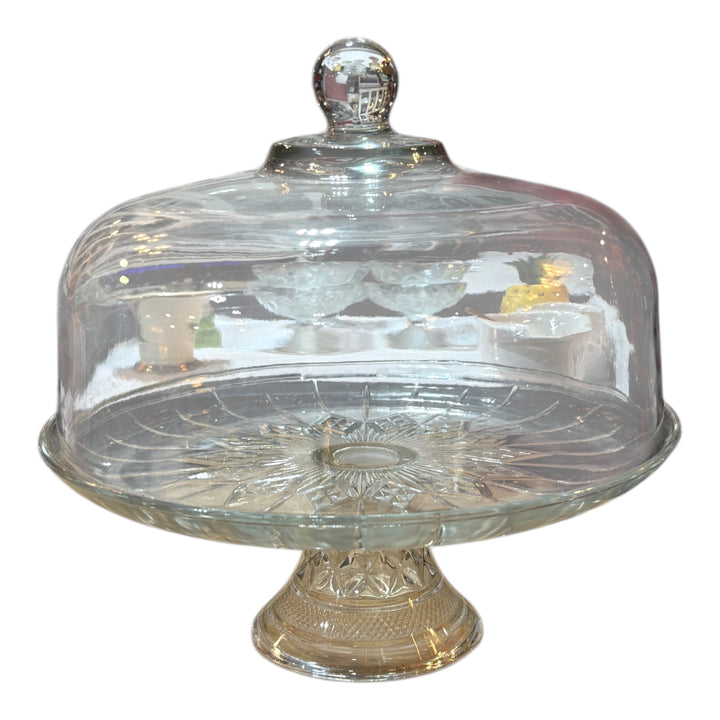 Anchor Hocking Canfield 2 Pc. Covered Footed Cake Plate Stand Set/Punch Bowl