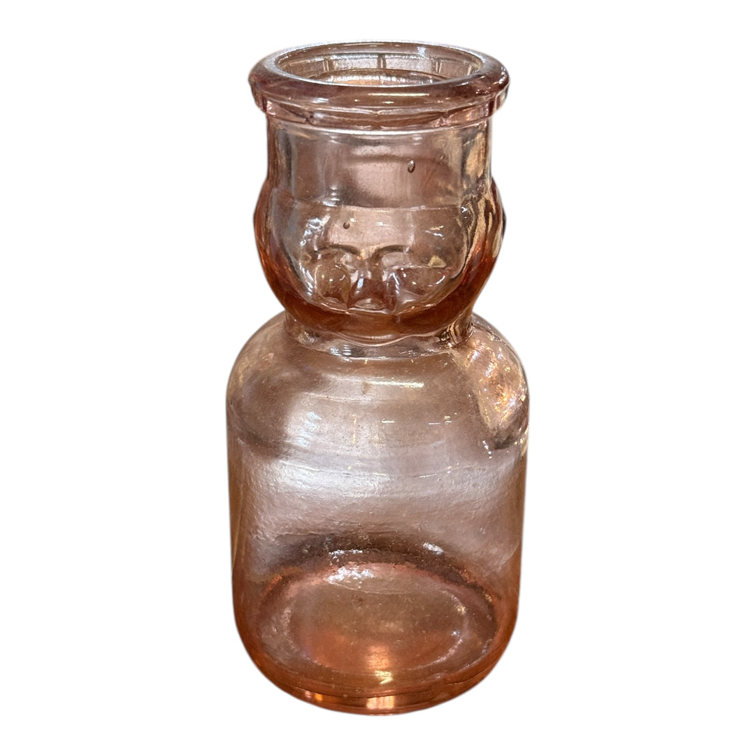 Pink Depression Glass Babyface Milk Bottle