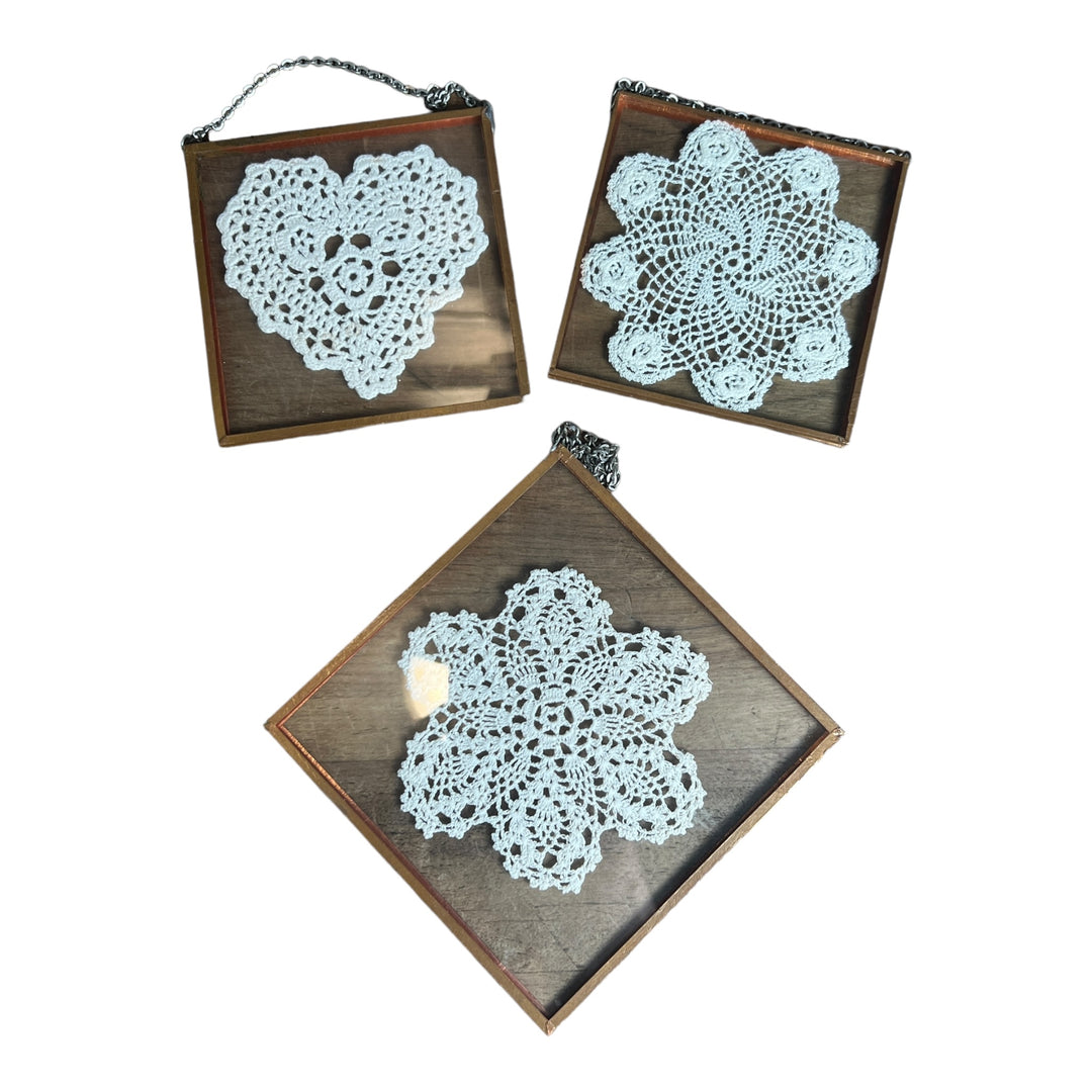 Framed Doilies Trio