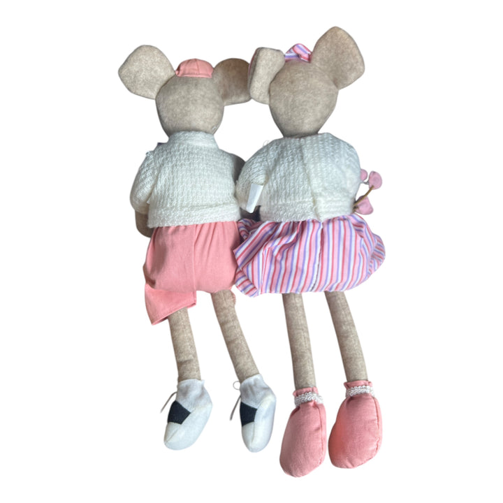 Pair Stuffed Mice Shelf Sitters