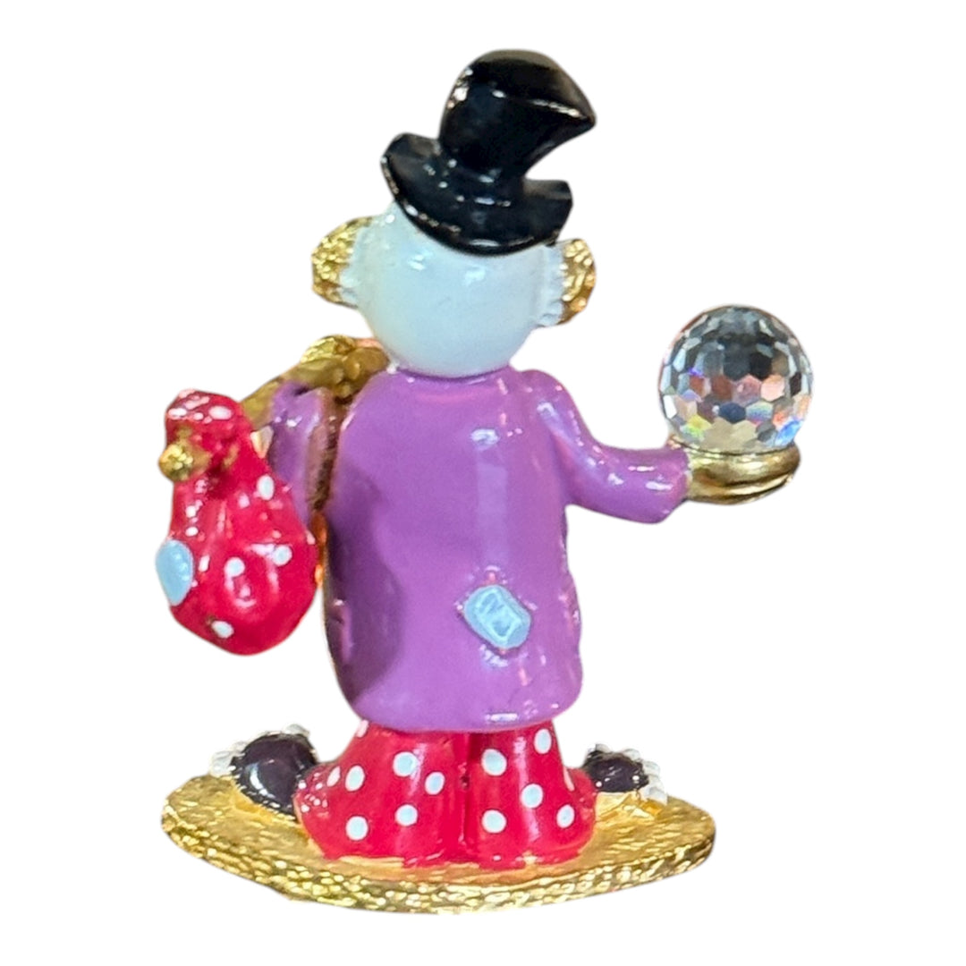 Spoontiques Pewter Clown Hobo Swarovski Crystal Ball Figurine