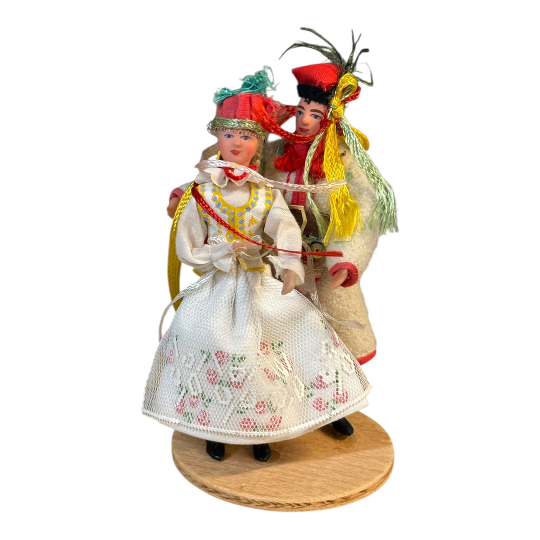 Vintage Polish Folk Art Wedding/Dancing Couple Figure