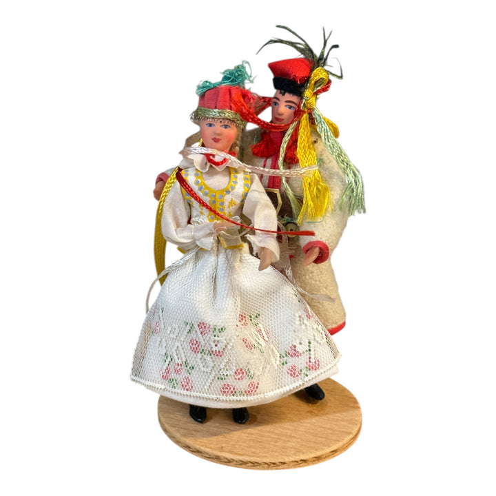 Vintage Polish Folk Art Wedding/Dancing Couple Figure